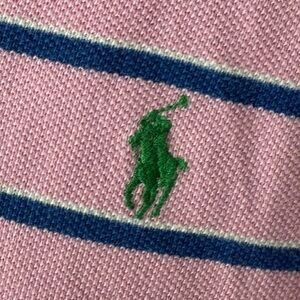 Polo Ralph Lauren Pink Blue & White Stripes Polo Shirt Size L